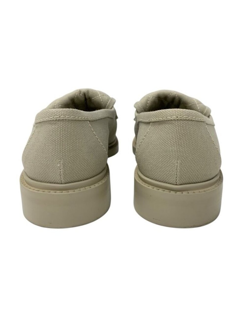 Chanel Loafers Leather Shoes Fabric Beige Coco Mark Turn Lock Flat - Picture 5 of 9